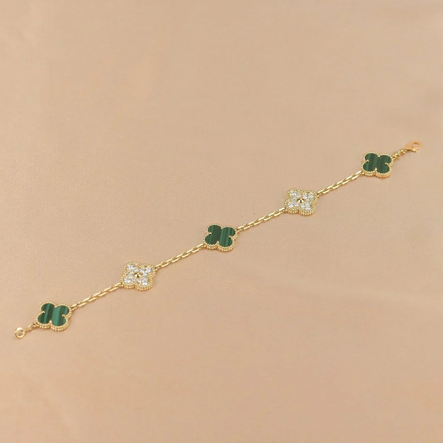 [Eterna Jewels] CLOVER 5 MOTIF MALACHITE BRACELET COLLECTION