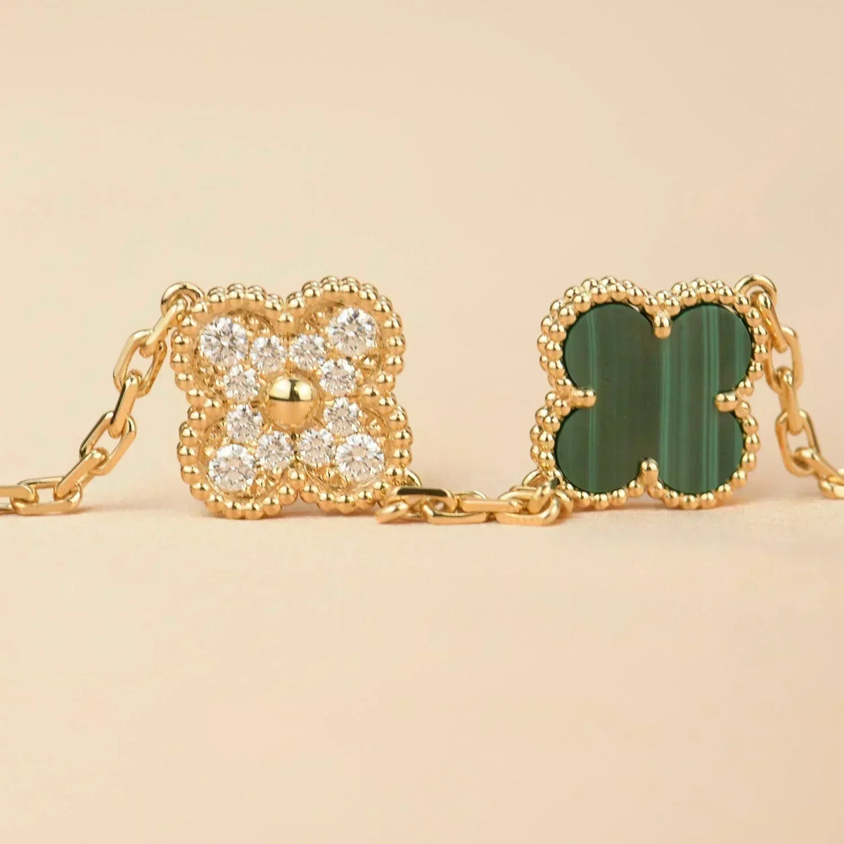[Eterna Jewels] CLOVER 5 MOTIF MALACHITE BRACELET COLLECTION