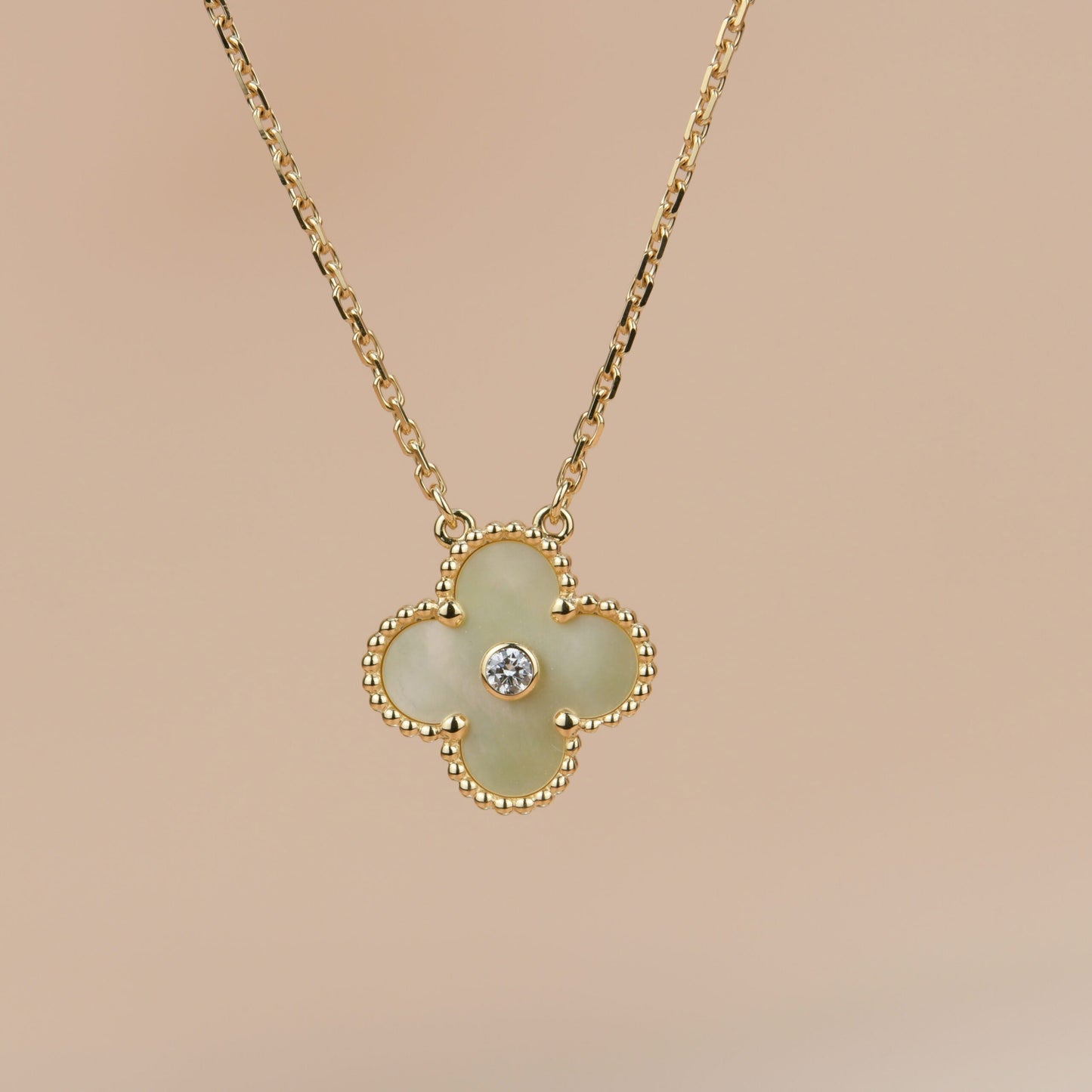 [Eterna Jewels]CLOVER 15MM DIAMOND GOLD MOTHER OF PEARL NECKLACE