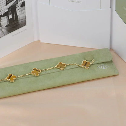 [Eterna Jewels] CLOVER 5 MOTIFS TIGER EYE BRACELET COLLECTION