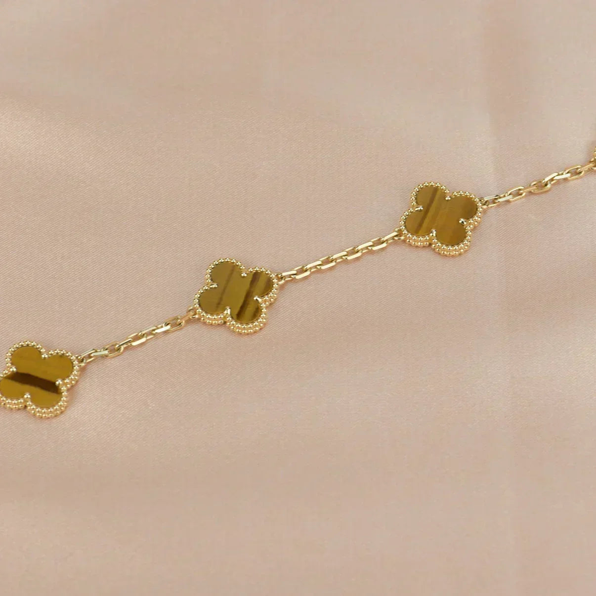 [Eterna Jewels] CLOVER 5 MOTIFS TIGER EYE BRACELET COLLECTION