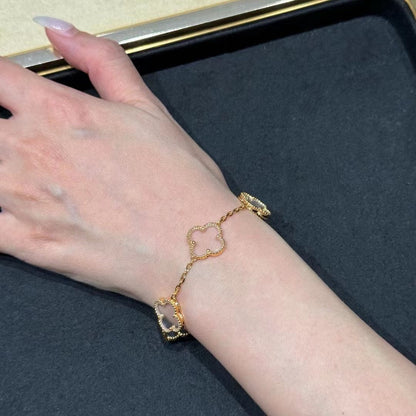 [Eterna Jewels]CLOVER 5 MOTIF ROCK CRYSTAL BRACELET