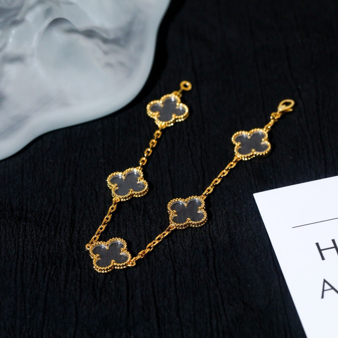 [Eterna Jewels]CLOVER 5 MOTIF ROCK CRYSTAL BRACELET