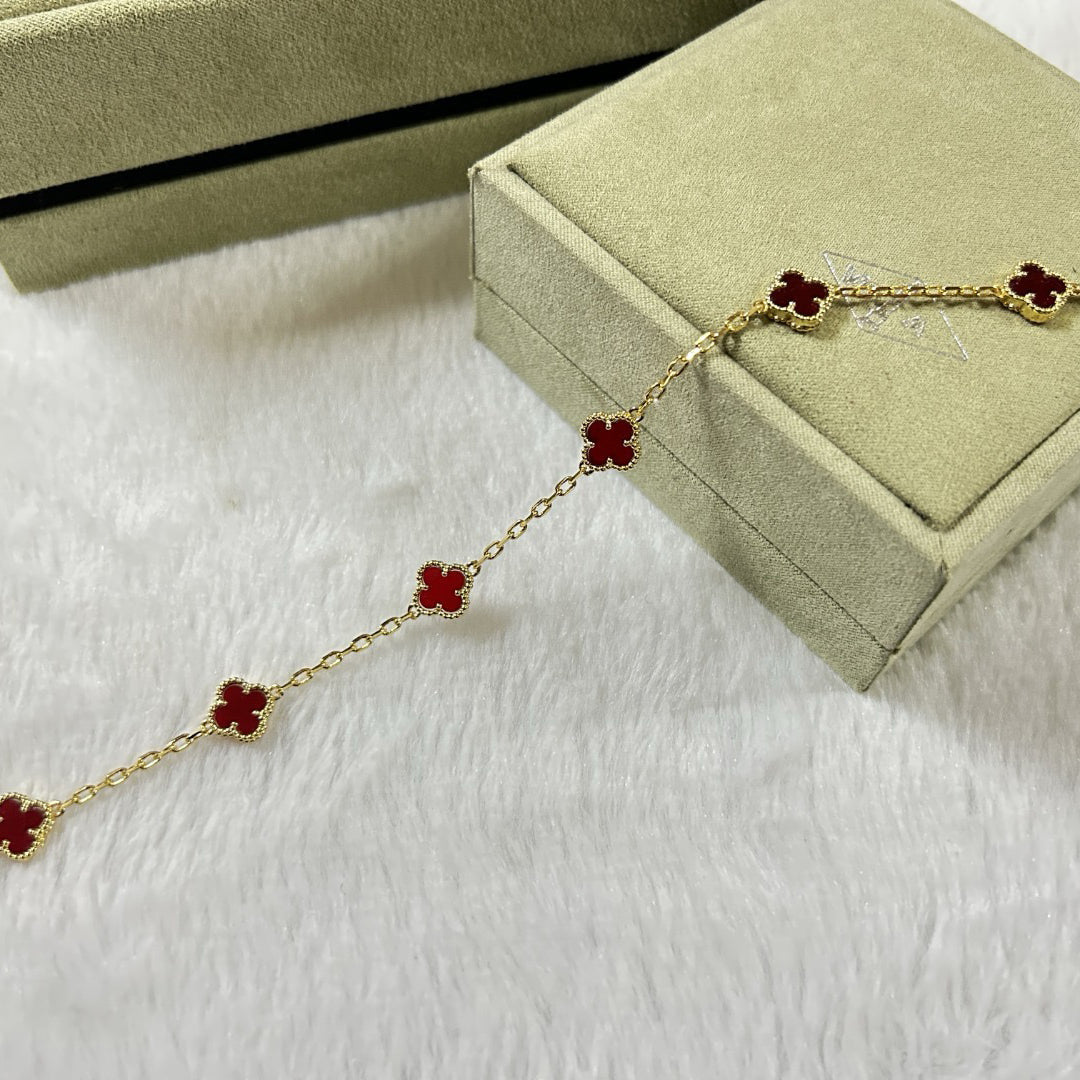[Eterna Jewels]CLOVER 6 MOTIF RED AGATE BRACELET