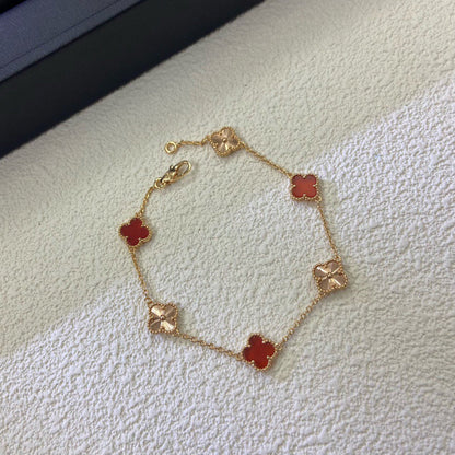 [Eterna Jewels]CLOVER 6 MOTIF RED AGATE LASER BRACELET