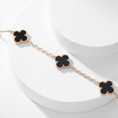 [Eterna Jewels]CLOVER 10 MOTIFS ONYX NECKLACE
