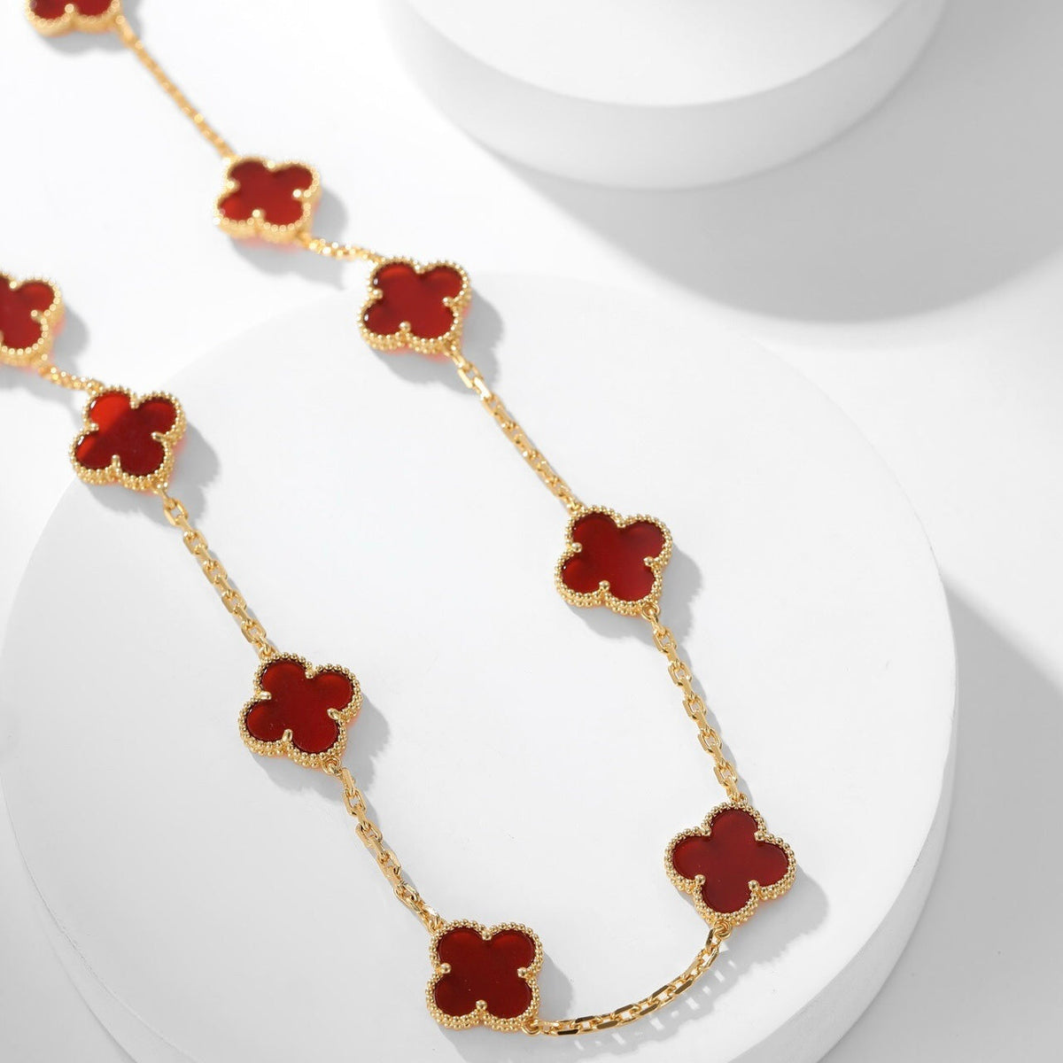 [Eterna Jewels]CLOVER 10 MOTIFS CARNELIAN NECKLACE