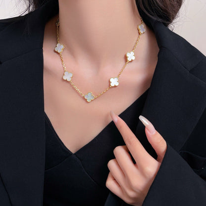 [Eterna Jewels]CLOVER 10 MOTIFS WHITE MOTHER OF PEARL NECKLACE