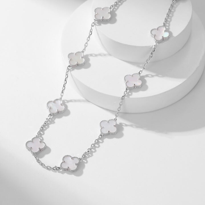 [Eterna Jewels]CLOVER 10 MOTIFS WHITE MOTHER OF PEARL NECKLACE