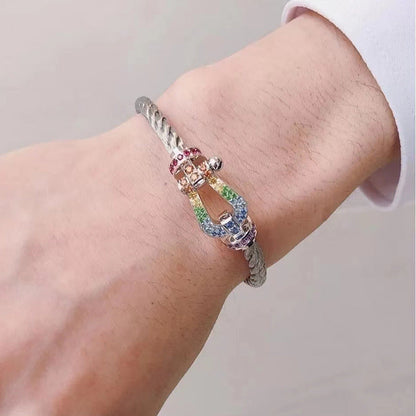 [Eterna Jewels]FORC LARGE HORSESHOE  COLORED DIAMOND BRACELET SILVER