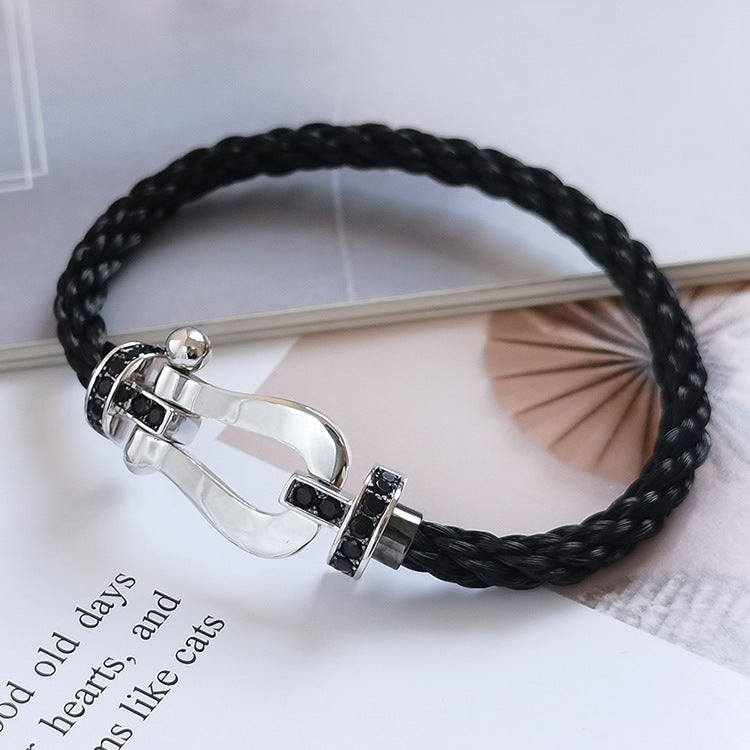 [Eterna Jewels]FORCE LARGE HORSESHOE BLACK DIAMOND BRACELET SILVER