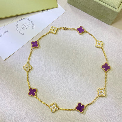 [Eterna Jewels Jewelry]CLOVER 10 MOTIFS  PURPLE VIOLET DIAMOND NECKLACE