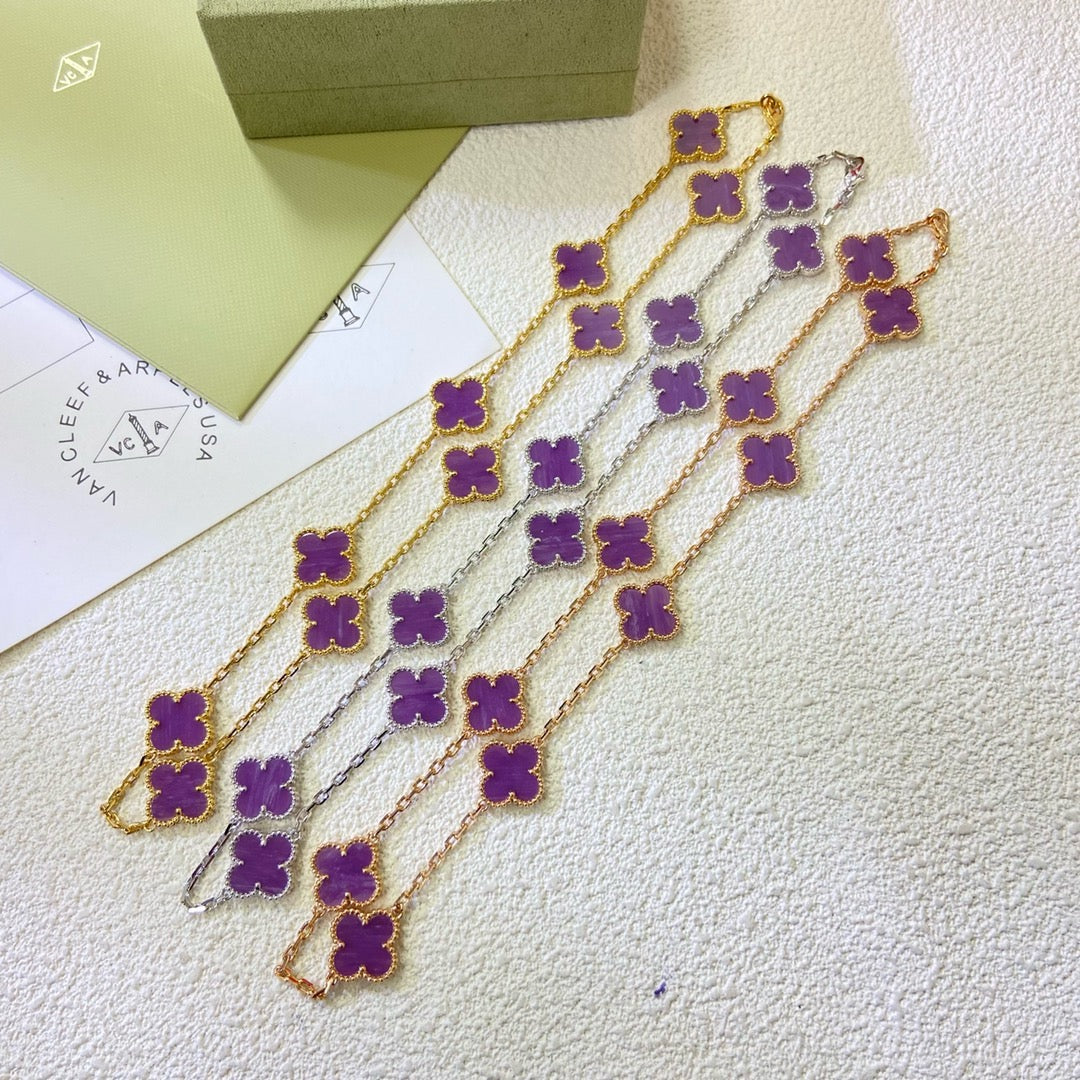 [Eterna Jewels Jewelry]CLOVER 10 MOTIFS  PURPLE VIOLET  NECKLACE