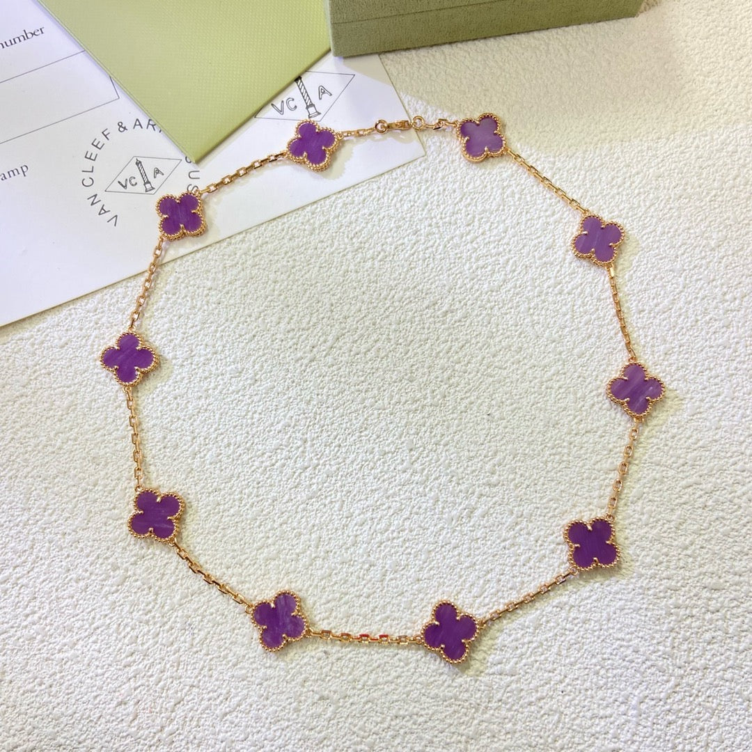[Eterna Jewels Jewelry]CLOVER 10 MOTIFS  PURPLE VIOLET  NECKLACE