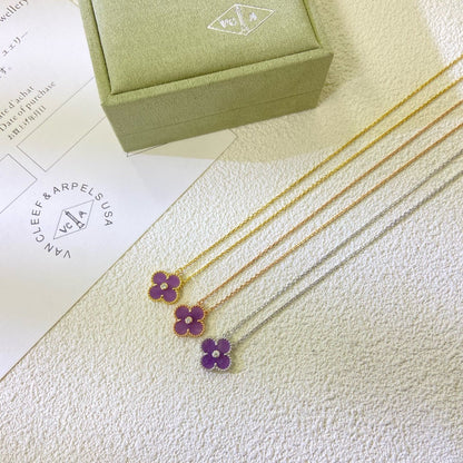[Eterna Jewels Jewelry]CLOVER 15MM DIAMOND  PURPLE VIOLET NECKLACE