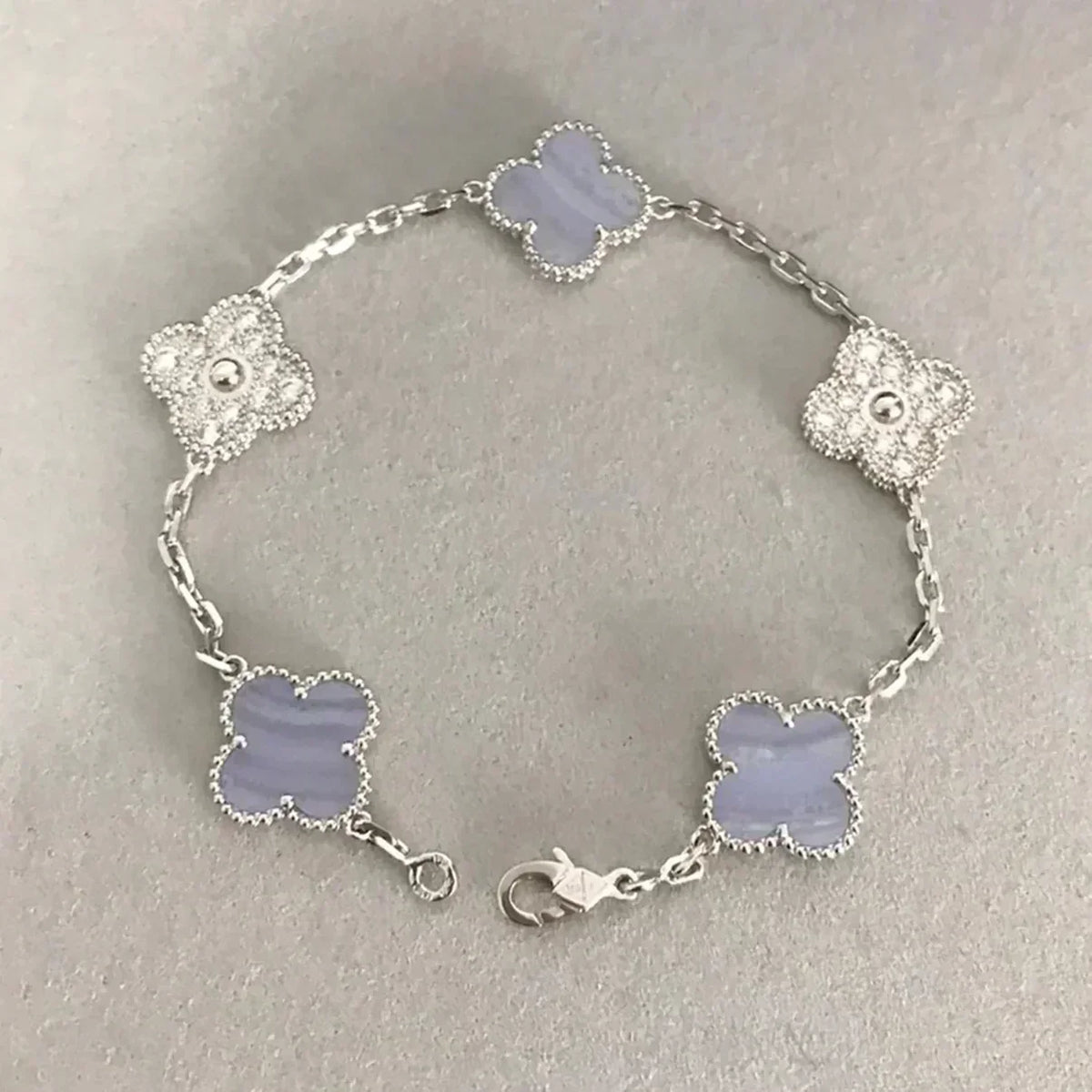 [Eterna Jewels] CLOVER 5 MOTIF PURPLE CHALCEDONY BRACELET COLLECTION