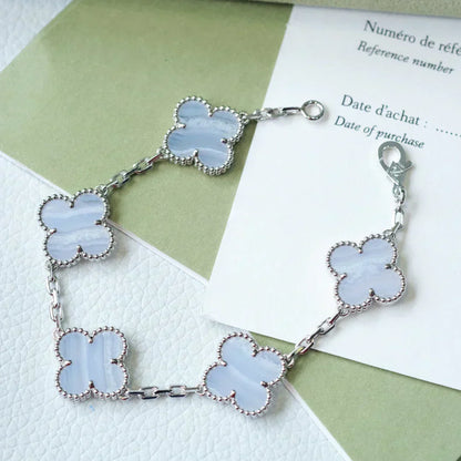 [Eterna Jewels] CLOVER 5 MOTIF PURPLE CHALCEDONY BRACELET COLLECTION