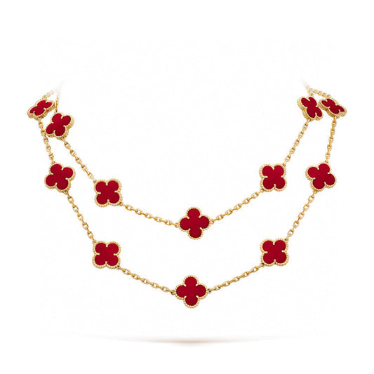 [Eterna Jewels]CLOVER 20 MOTIFS CARNELIAN NECKLACE