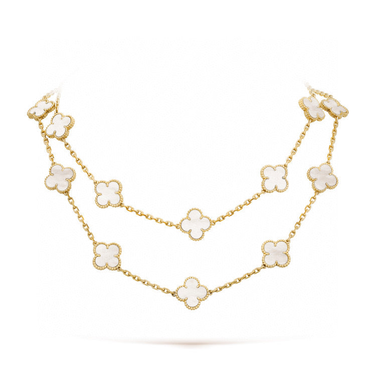 [Eterna Jewels]CLOVER 20 MOTIFS WHITE MOP NECKLACE