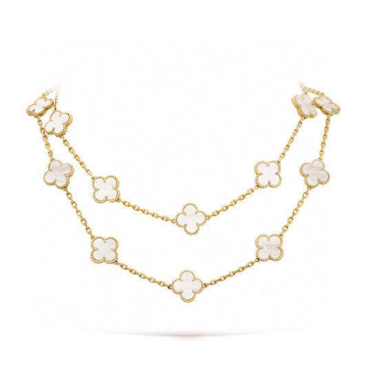 [Eterna Jewels]CLOVER 20 MOTIFS WHITE MOP NECKLACE