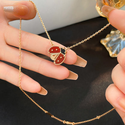 [Eterna Jewels]LUCKY  CARNELIANS LADYBUG NECKLACE