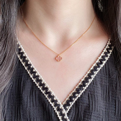 [Eterna Jewels]CLOVER 15MM PINK MOTHER-OF-PEARL SINGLE FLOWER NECKLACE