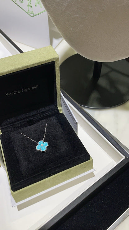 [Eterna Jewels]CLOVER 15MM DIAMOND SVRES PORCELAIN  NECKLACE SILVER
