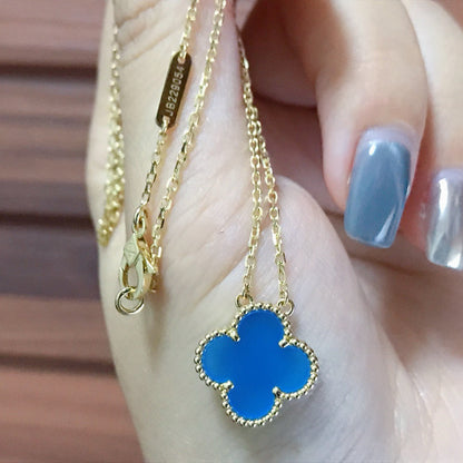 [Eterna Jewels]CLOVER 15MM BLUE AGATE NECKLACE