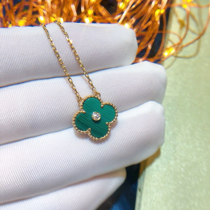 [Eterna Jewels]CLOVER 15MM DIAMOND TURQUOISE NECKLACE