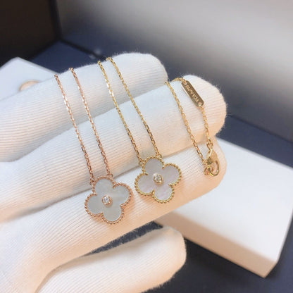 [Eterna Jewels]CLOVER 15MM DIAMOND WHITE FRITILLARIA NECKLACE