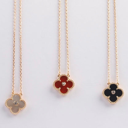 [Eterna Jewels]CLOVER 15MM DIAMOND CARNELIAN NECKLACE