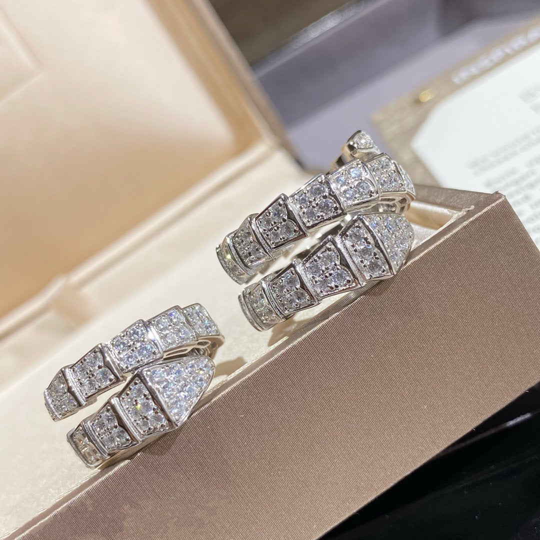 [Eterna Jewels]SERPENTI DOUBLE RING SILVER DIAMOND PAVED