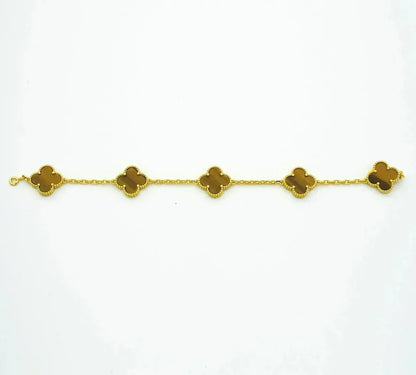 [Eterna Jewels] CLOVER 5 MOTIFS TIGER EYE BRACELET COLLECTION