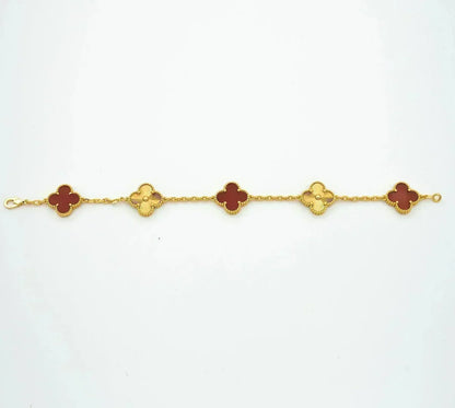 [Eterna Jewels] CLOVER 5 MOTIF RED CORNELIAN BRACELET COLLECTION
