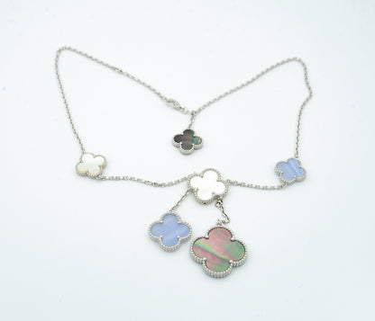 [Eterna Jewels]CLOVER MOP CHALCEDONY NECKLACE SILVER 6 MOTIF