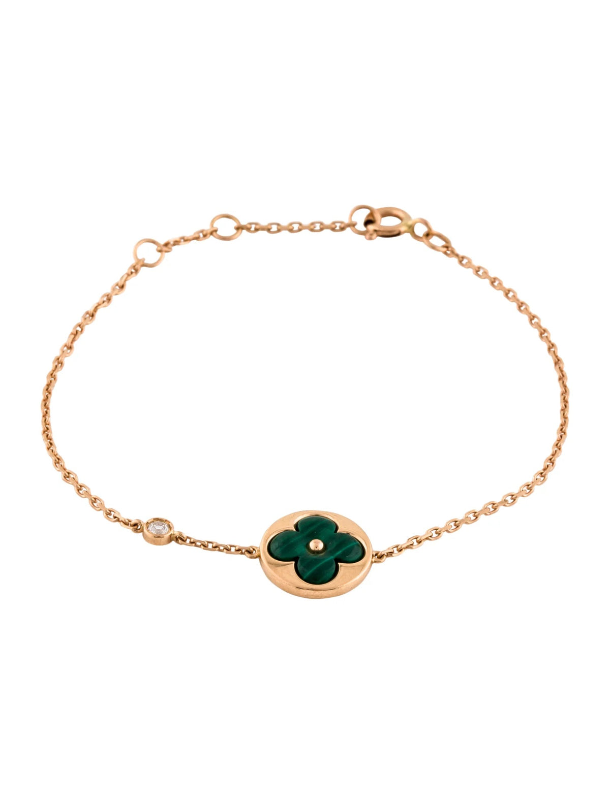 [Eterna Jewels]SUN MALACHITE 1 DIAMOND PINK GOLD BRACELET