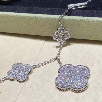 [Eterna Jewels]CLOVER 6 MOTIFS SILVER DIAMOND BRACELET
