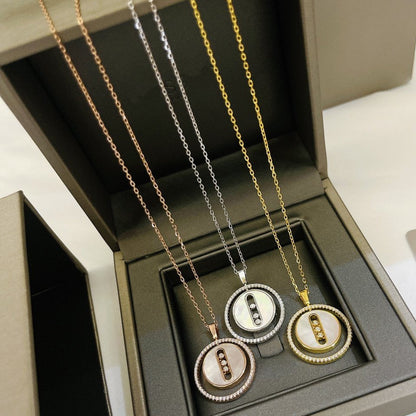 [Eterna Jewels]LUCKY MOVE MM NACRE BLANCHE DIAMOND NECKLACE