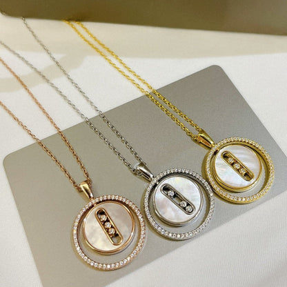 [Eterna Jewels]LUCKY MOVE MM NACRE BLANCHE DIAMOND NECKLACE