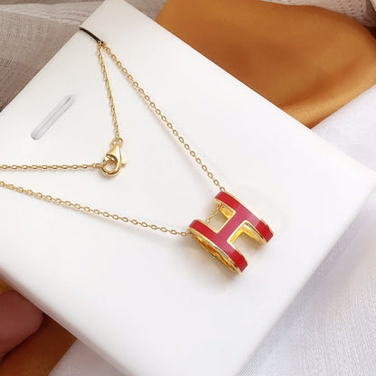 [Eterna Jewels]HM CLIC RED ENAMEL GOLD NECKLACE