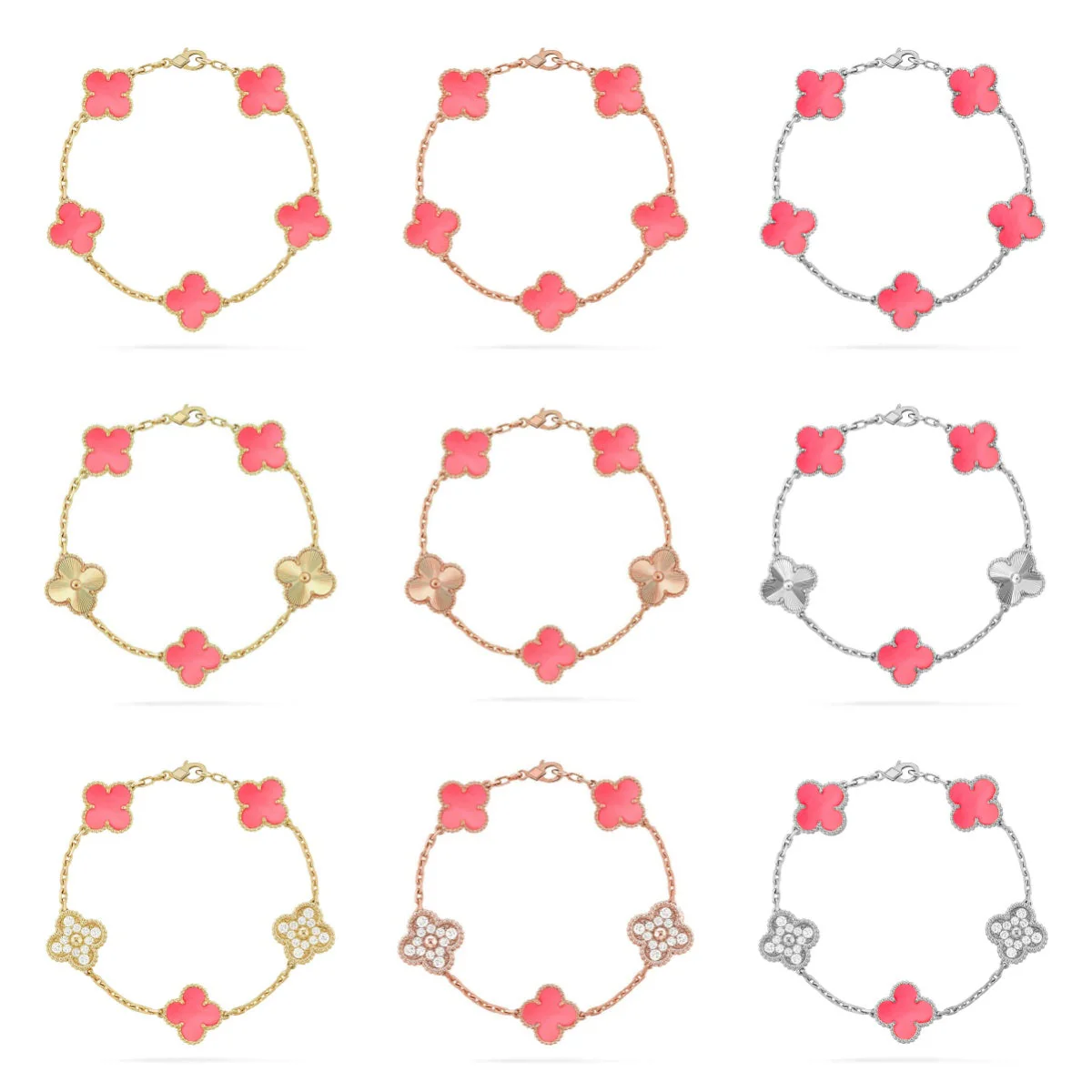 [Eterna Jewels] CLOVER 5 MOTIFS  PINK MOP BRACELET COLLECTION