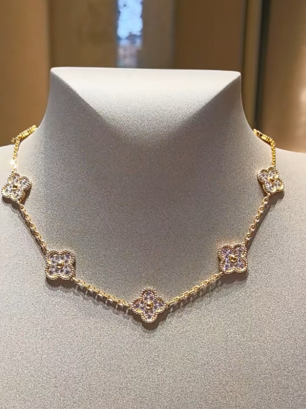 [Eterna Jewels Jewelry]CLOVER 10 MOTIFS  Gold Diamond  NECKLACE