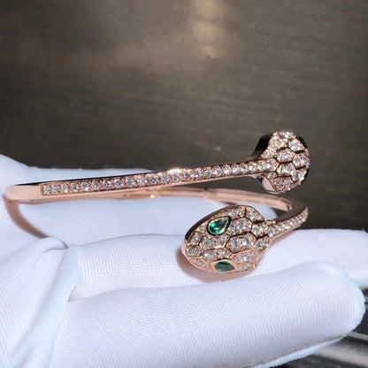 [Eterna Jewels]SERPENTI BRACELET PINK GOLD MALACHITE DIAMOND DOUBLE SNAKE