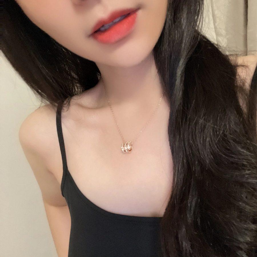 [Eterna Jewels]SERPENTI PINK GOLD NECKLACE DOUBLE RING DIAMOND