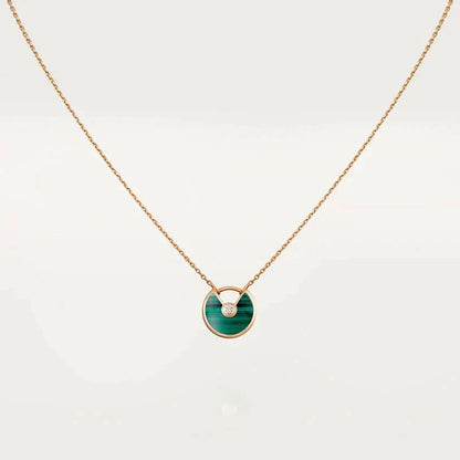 [Eterna Jewels]AMULETTE ROSE GOLD MALACHITE NECKLACE
