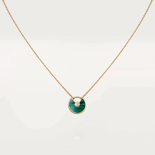 [Eterna Jewels]AMULETTE ROSE GOLD MALACHITE NECKLACE