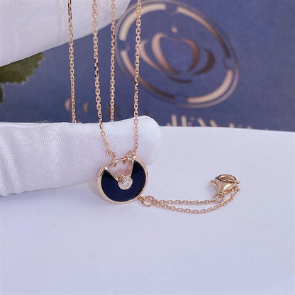 [Eterna Jewels]AMULETTE ROSE GOLD ONYX NECKLACE
