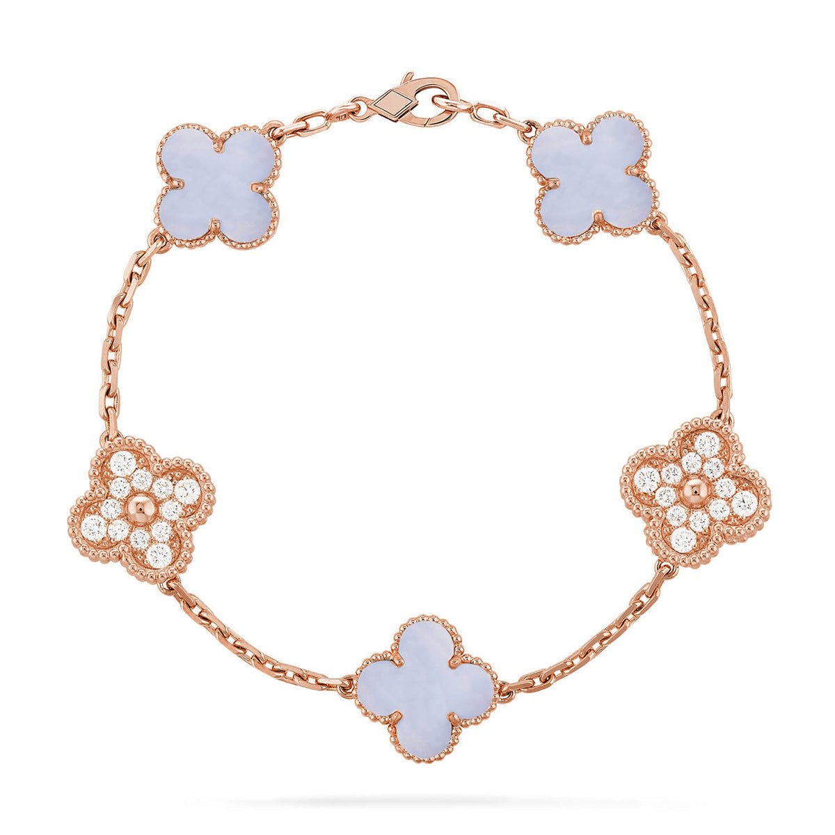 [Eterna Jewels] CLOVER 5 MOTIF PURPLE CHALCEDONY BRACELET COLLECTION