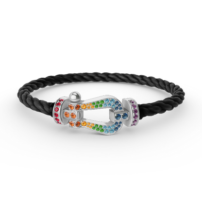 [Eterna Jewels]FORC LARGE HORSESHOE  COLORED DIAMOND BRACELET SILVER