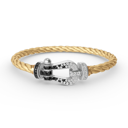 [Eterna Jewels]FORCE LARGE HORSESHOE BLACK WHITE DIAMOND BRACELET SILVER